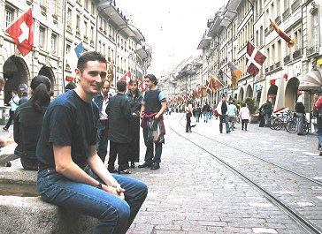 Lizzie's g. grandson, Rod Schwald, visits her birth city, Bern 2003.
