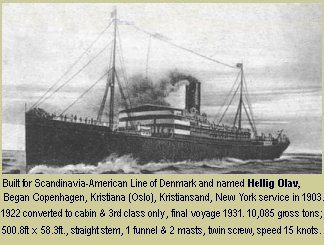 Joan's ship, S.S. Hellig Olav