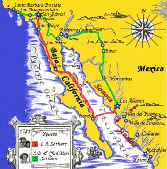 1781 Alamos to Msn. San Gabriel - Group One & Two's Routes (Click to enlarge)